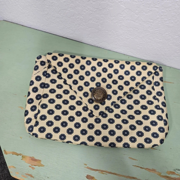 Handbags - Handmade from Vintage Fabrics Clutch Purse Blue Floral